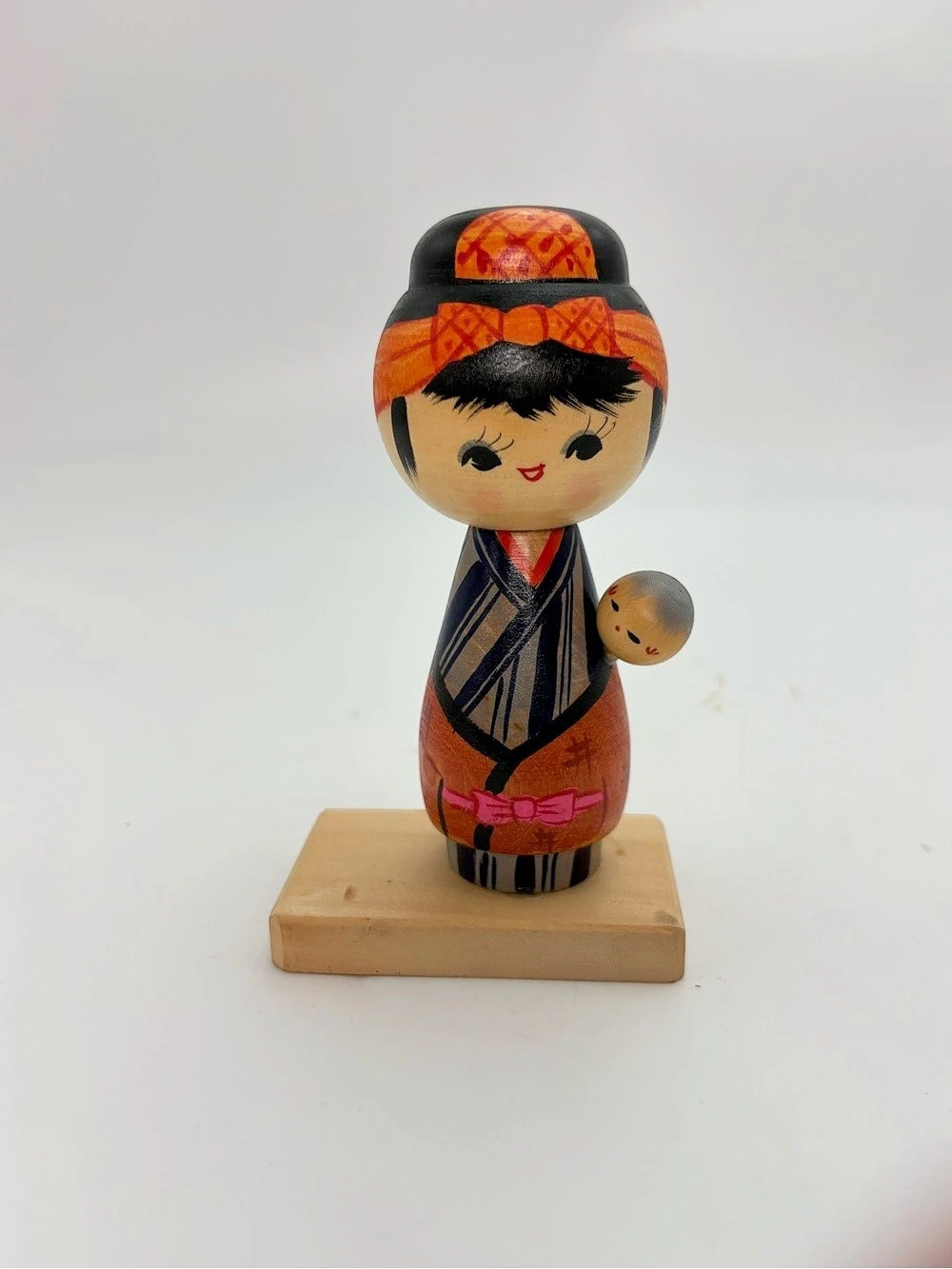 Vintage Hajime Miyashita Kokeshi Doll "Oshin" Mother & Baby Japanese Folk Art